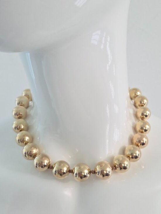 Jewelry - Chunky Gold Bead Statement Necklace Bold Sphere Collar Chic Jewelry